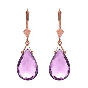 14K. GOLD LEVERBACK EARRING W BRIOLETTE AMETHYSTS
